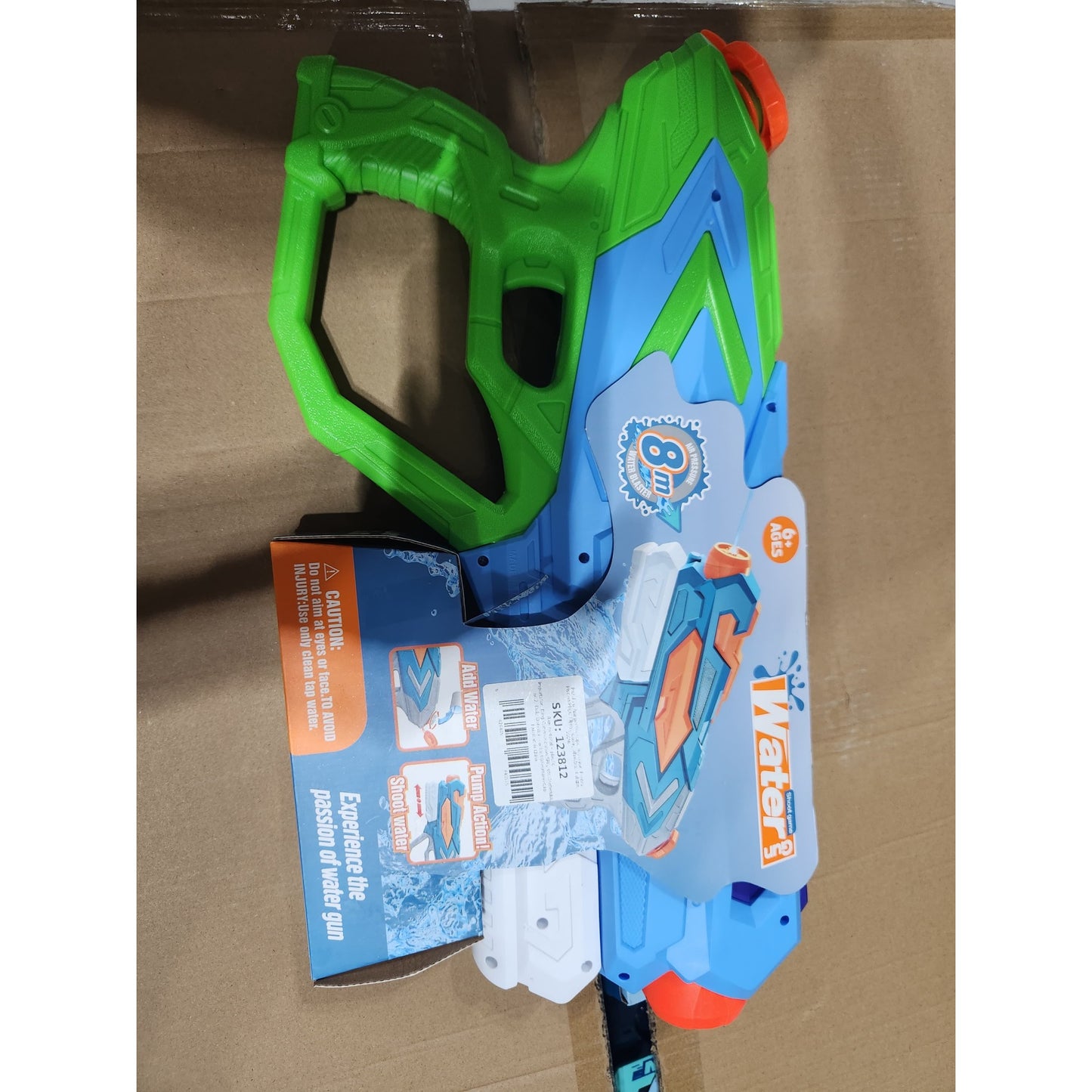 Pistol cu Apa pentru Copii, Klevo, Rezervor 900ml, Raza de Actiune 8m, 6ani+, 4 Duze, Verde