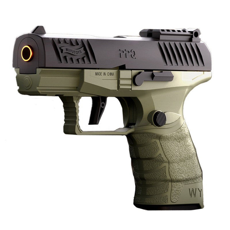 Pistol de jucarie GX4 cu Ejectie, Klevo, de Explozie de buzunar, Makara BLOWBACK, Gloante Moi pentru Copii, 15 x 13 x 3.5 cm, Negru Verde deschis