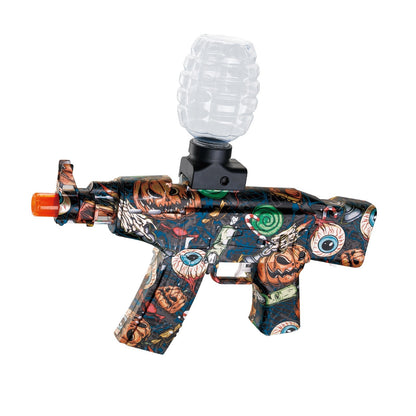 Mitraliera de jucarie electrica Klevo cu bile de hidrogen de gel, gun bluster, tragere in rafala, varsta peste 6 ani, ochelari de protectie, 5000 de bile incluse, cablu de incarcare, 28x31 cm, AK47, negru