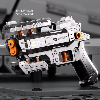 Pistol Manual cu Apa, Klevo, Jucarie Pistol cu Apa Sigur Pentru Copii, Design Nou S-Shooter Atractiv, 23 x 14.5 cm, Negru Transparent