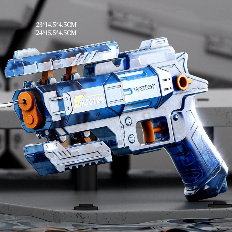 Pistol Manual cu Apa, Klevo, Jucarie Pistol cu Apa Sigur Pentru Copii, Design Nou S-Shooter Atractiv, 23 x 14.5 cm, Albastru Transparent