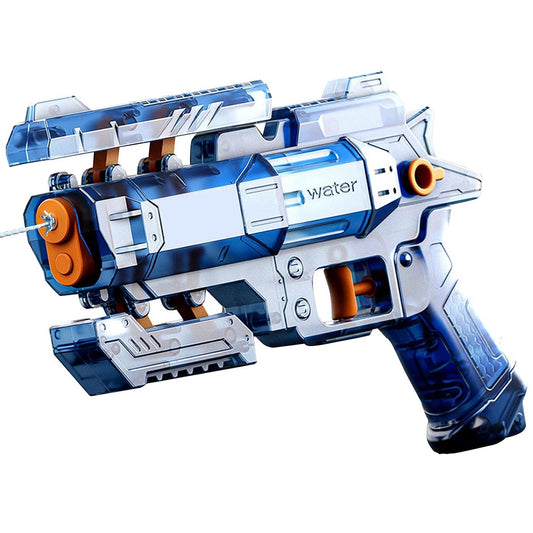 Pistol Manual cu Apa, Klevo, Jucarie Pistol cu Apa Sigur Pentru Copii, Design Nou S-Shooter Atractiv, 23 x 14.5 cm, Albastru Transparent