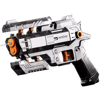Pistol Manual cu Apa, Klevo, Jucarie Pistol cu Apa Sigur Pentru Copii, Design Nou S-Shooter Atractiv, 23 x 14.5 cm, Negru Transparent