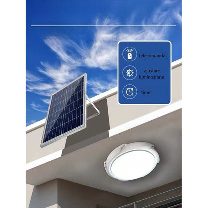 Plafoniera solara Klevo, 30W, diametru 145MM, cu telecomanda, lungime prelungitor 4.6 m,  alb rece