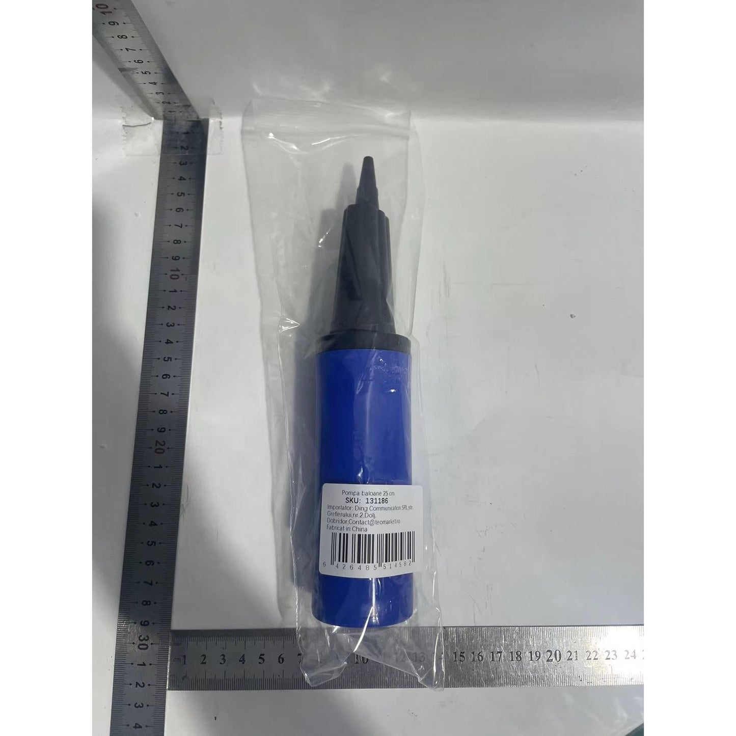 Pompa de Umflat Baloane, Klevo, Manuala, din Plastic, 25 cm, Albastru