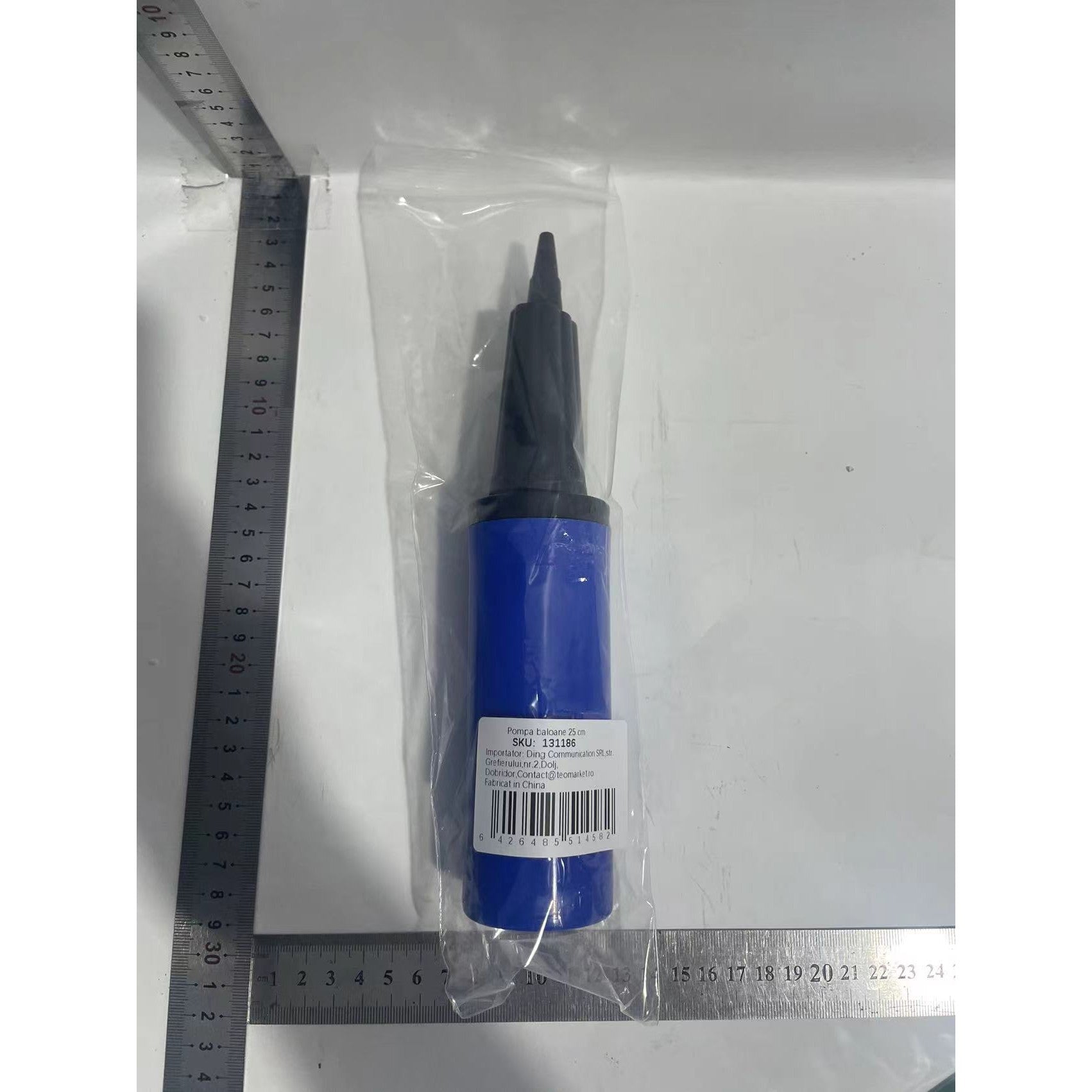 Pompa de Umflat Baloane, Klevo, Manuala, din Plastic, 25 cm, Albastru