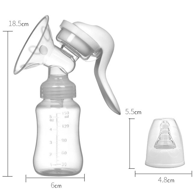 Pompa de San Manuala Multifunctionala, Klevo, Portabila, cu Tetina pentru Biberon, Anti-Scurgere, Anti-Reflux, 18.5x6 cm, 150 mL, Silicon, Recipient