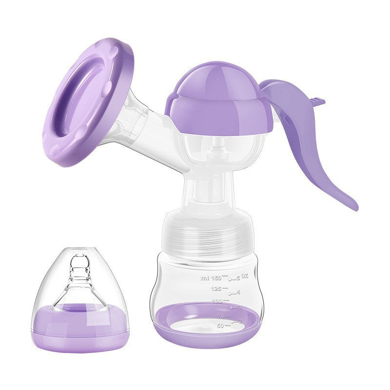 Pompa de San Manuala Multifunctionala, Klevo, Portabila, cu Tetina pentru Biberon, Anti-Scurgere, Anti-Reflux, 17x18 cm, 150 mL, Silicon, Recipient Transparent, Mov