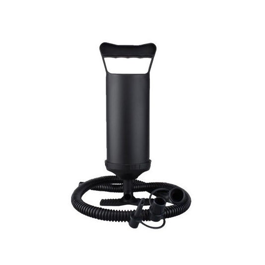 Pompa manuala pentru umflat obiecte gonflabile , colace , saltele , cu 3 adaptori pentru interconectare si furtun, negru, Klevo