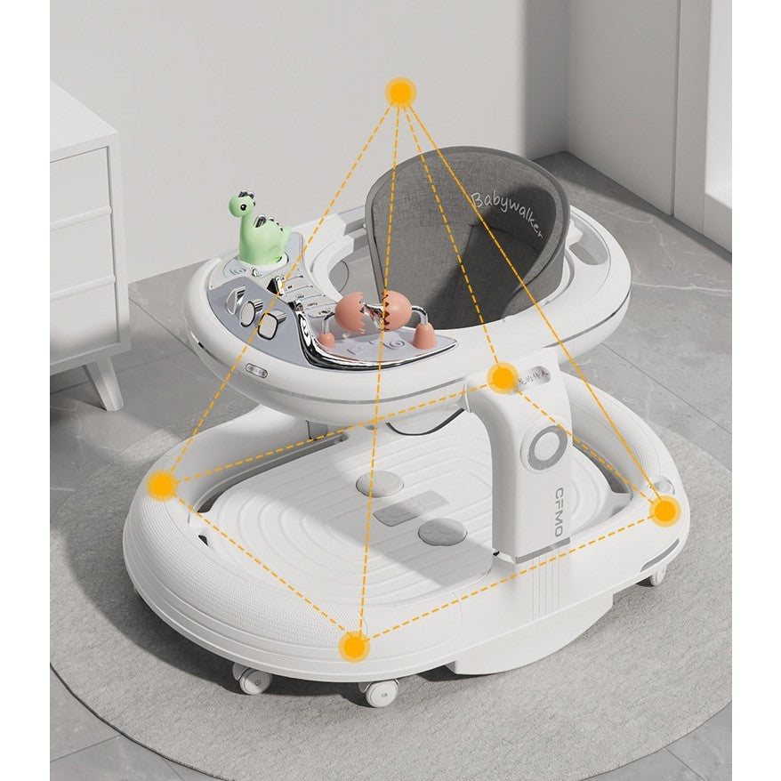 Premergator 4in1, Klevo, Antemergator, Balansoar, Scaun de Masa, Functie Muzicala, din ABS, Roti Universale, Inaltime Reglabila, Sistem Antirasturnare, Greutate Portanta 25 kg, +6 Luni, Alb