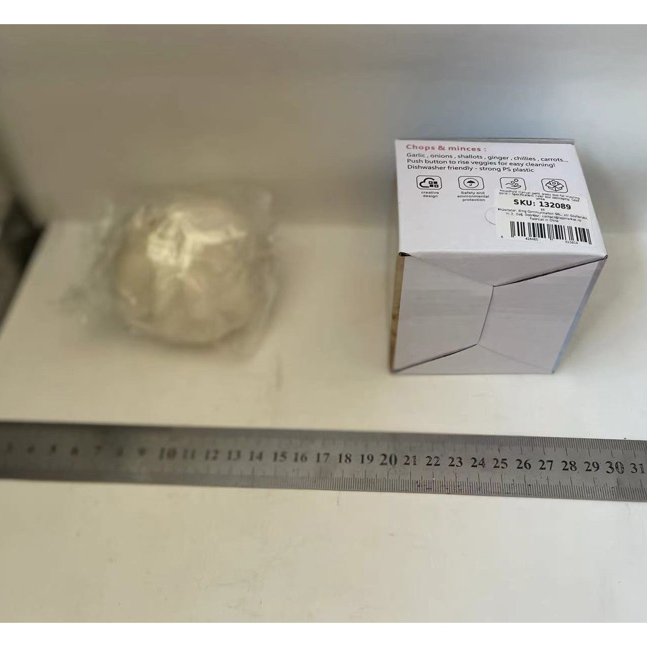 Presa Manuala pentru Usturoi, Klevo, Model Usturoi, 7 x 7.5 cm, din Plastic, Alb