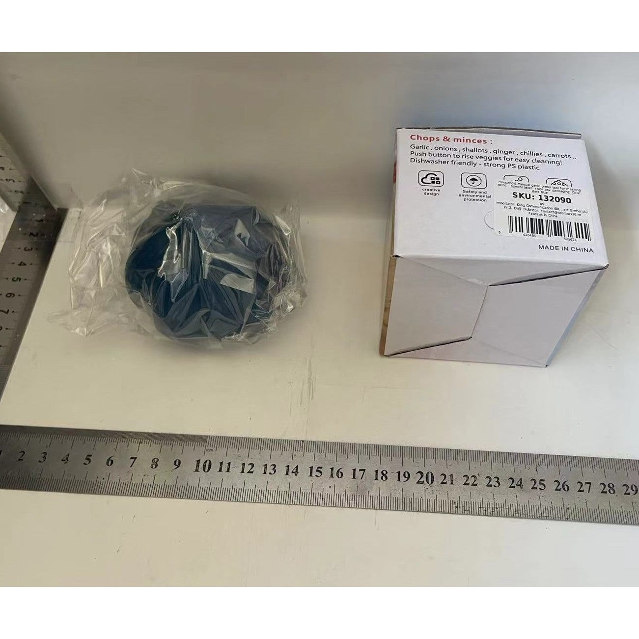 Presa Manuala pentru Usturoi, Klevo, Model Usturoi, 7 x 7.5 cm, din Plastic, Albastru Inchis
