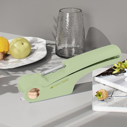 Presa Multifunctionala pentru Usturoi 4in1, Klevo, Presa, Feliator, Desfacator de Borcane, Curatator Fructe/Legume, 22 x 8.8 cm, Verde