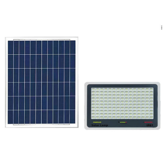 Proiector LED cu Panou Solar Klevo, Senzor lumina, Waterproof, 216 LED-uri incorporate, 100W, 24x19 cm, IP 67, Design Modern, Negru