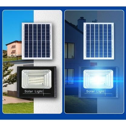 Proiector LED SMD 300W cu incarcare solara Klevo, panou solar, cu telecomanda, suport prindere, material ABS, 15AH, 400 LED-uri, temperatura culoare 6500k, 32x26x9 cm, negru