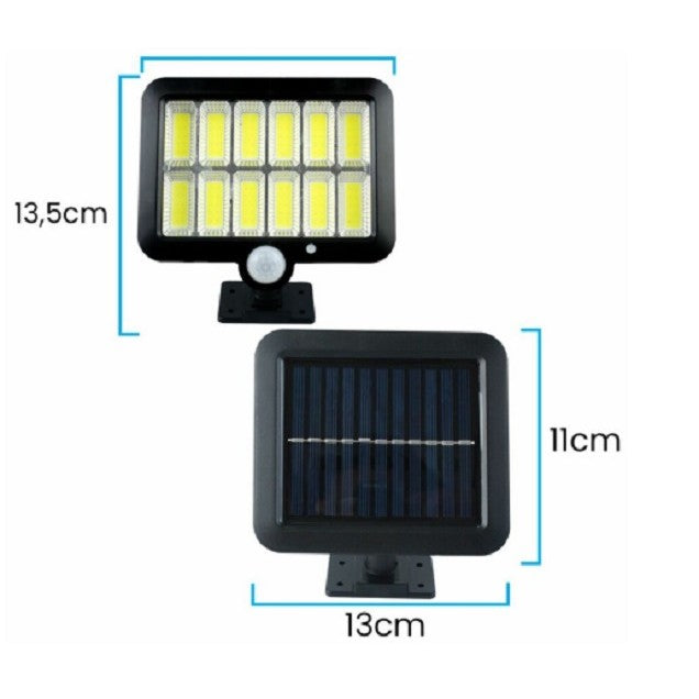 Lampa Solara LED 120 COB, Klevo, 12 Grile, Senzor de Lumina si Miscare, Lungime Cablu 5 m, Lumina Alba