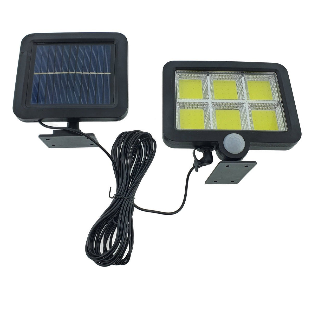 Lampa Solara LED 120 COB, Klevo, 6 Grile, Senzor de Lumina si Miscare, Lungime Cablu 4.8 m, Lumina Alba