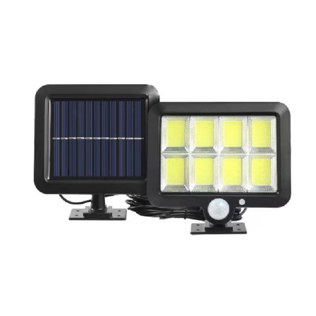 Lampa Solara LED 160 COB, Klevo, 8 Grile, Senzor de Lumina si Miscare, Lungime Cablu 4.6 m, Lumina Alba