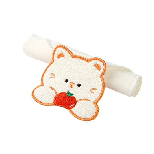 Prosop Absorbant, Klevo, din Bumbac, pentru Bebelusi, 19x28 cm, Model Pisica, Alb