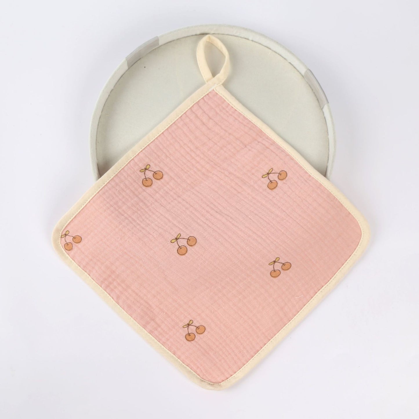 Prosop Absorbant, Klevo, din Bumbac, 25 x 25 cm, Model Cirese, cu Agatatoare, Roz