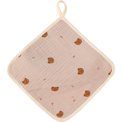 Prosop Absorbant, Klevo, din Bumbac, 25 x 25 cm, Model Ursuleti, cu Agatatoare, Crem
