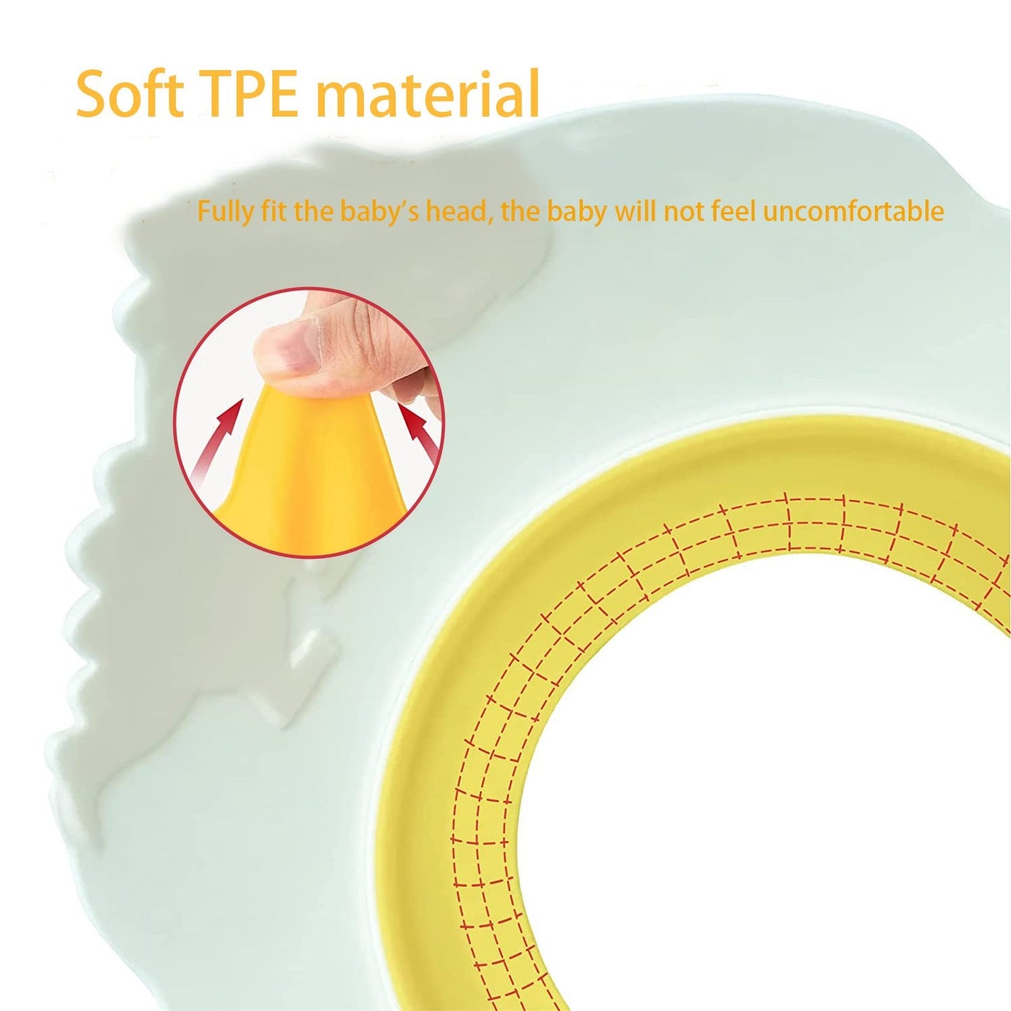 Viziera de Protectie Baie Pentru Copii, Fippy, Model Hipopotam, Dimensiune ajustabila, Durabil, Usor de curatat, Impotriva Samponului, pentru Ochi si Urechi, TPE+PP, 22x21 cm, Galben