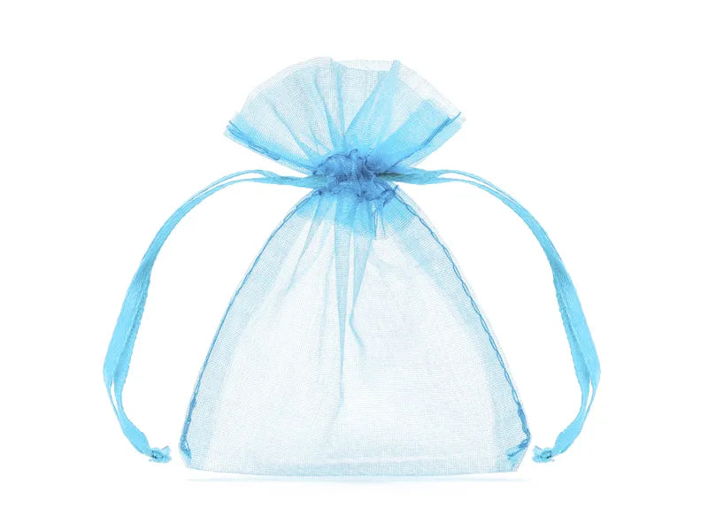 Pungi din organza, albastre, 10 cm