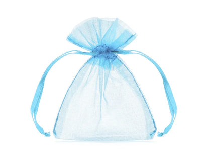 Pungi din organza, albastre, 10 cm