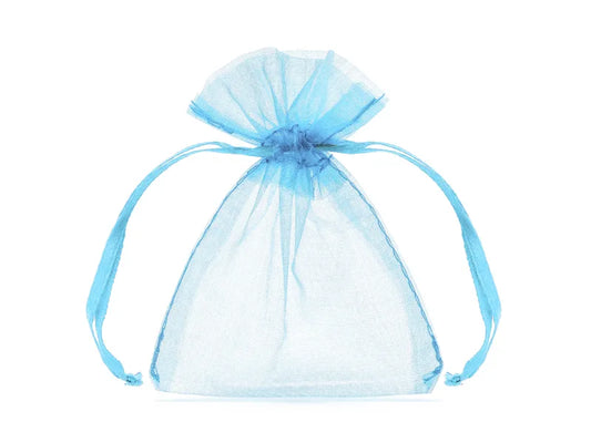 Pungi din organza, albastre, 10 cm
