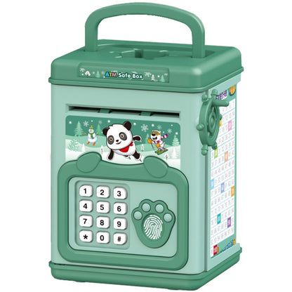 Pusculita pentru Copii, Klevo, pusculita pentru economii SMART BOX cu efecte sonore, Tip ATM, cu Parola cu Amprenta, din plastic, 20 x 13.5 x 11.5 cm Verde