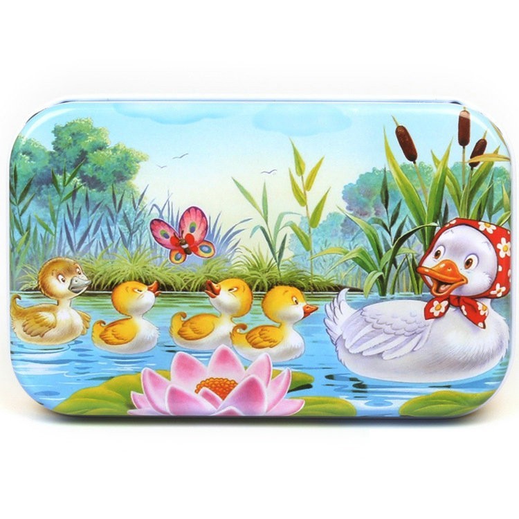 Puzzle 60 de Piese din Lemn in Cutie Metalica, Klevo, Model Ratuste, Educativ, Dezvoltare Abilitati Cognitive, pentru Prescolari, 22.5x13.5 cm, Multicolor