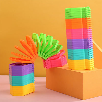 Puzzle pentru copii, Klevo, fidget loop, functie stivuire, bucle, decompresie, curcubeu, 20 cm