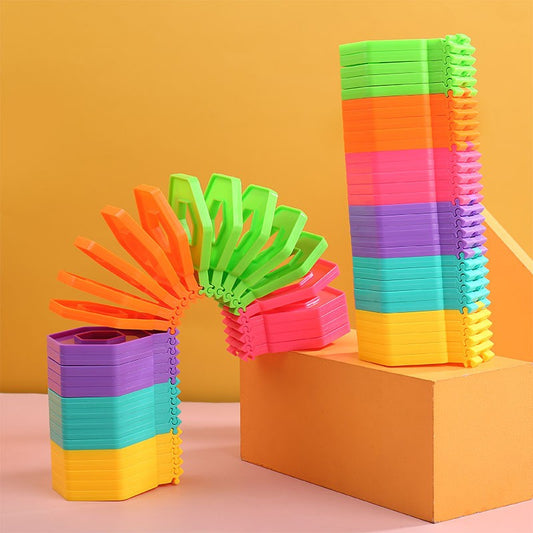 Puzzle pentru copii, Klevo, fidget loop, functie stivuire, bucle, decompresie, curcubeu, 20 cm
