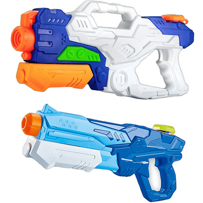 Set 2x Pistol cu Apa pentru Copii, Rezervor, Pentru Piscina/Plaja, Klevo, 6ani+, Alb/Albastru + Albastru, 1000 ML + 600 ML