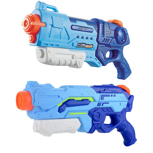 Set 2x Pistol cu Apa pentru Copii, Rezervor, Pentru Piscina/Plaja, Klevo, 6ani+, Albastru, 1200 ML + 900 ML