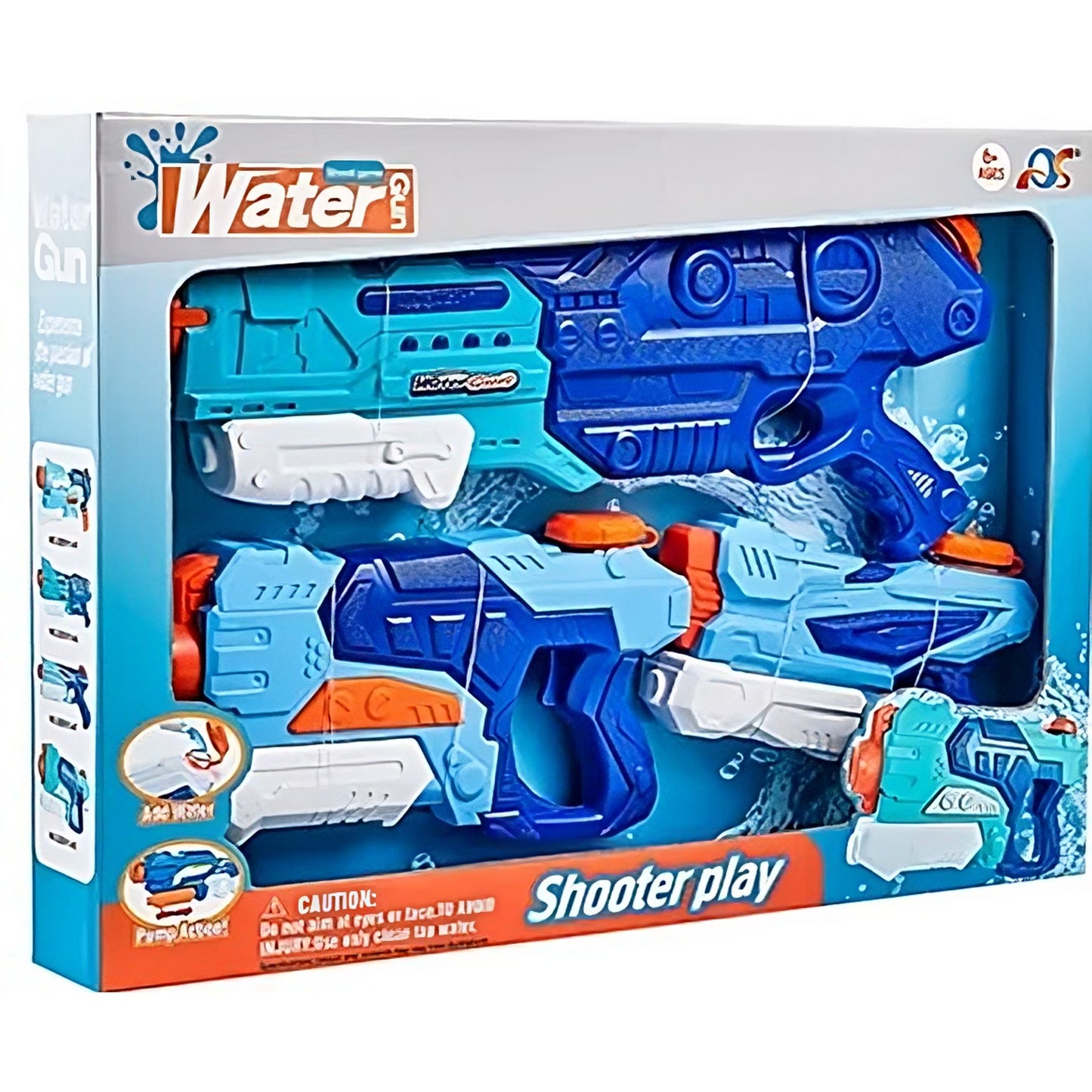Set 3x Pistol cu Apa pentru Copii, Klevo, 6ani+, Albastru, 1x 1500 ML +  1x 500 ML +  1x 300 ML