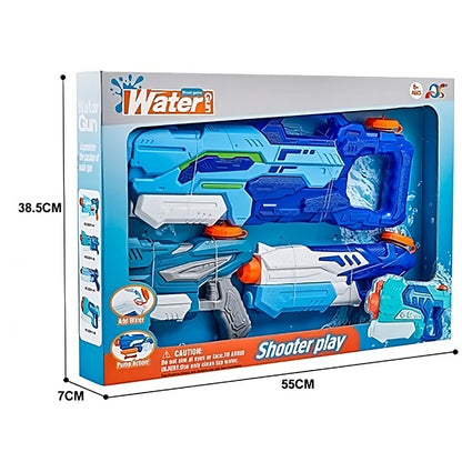 Set 3x Pistol cu Apa pentru Copii, Klevo, 6ani+, Albastru, 1x 1000 ML +  2x 300 ML