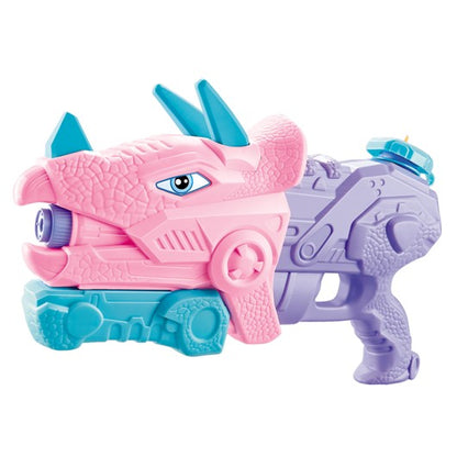 Pistol cu Apa pentru Copii, Rezervor, Pentru Piscina/Plaja, Klevo, 6ani+, Triceratops, 3 duze, Roz, 640ML