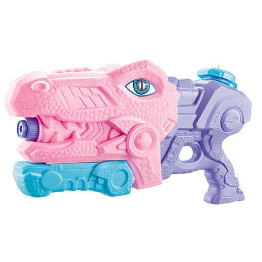 Pistol cu Apa pentru Copii, Rezervor, Pentru Piscina/Plaja, Klevo, 6ani+, Tiranozaur, 3 duze, Roz, 660ML
