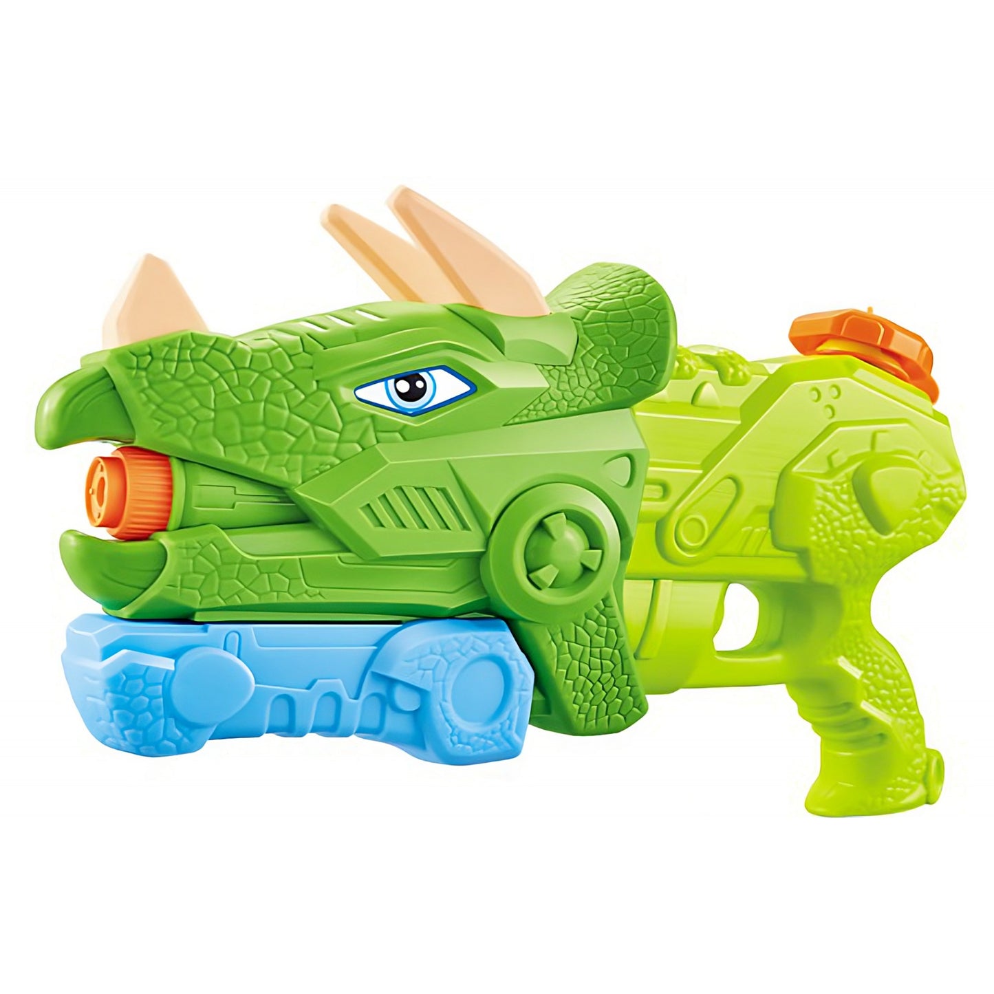 Pistol cu Apa pentru Copii, Rezervor, Pentru Piscina/Plaja, Klevo, 6ani+, Triceratops, 3 duze, Verde, 1330ML