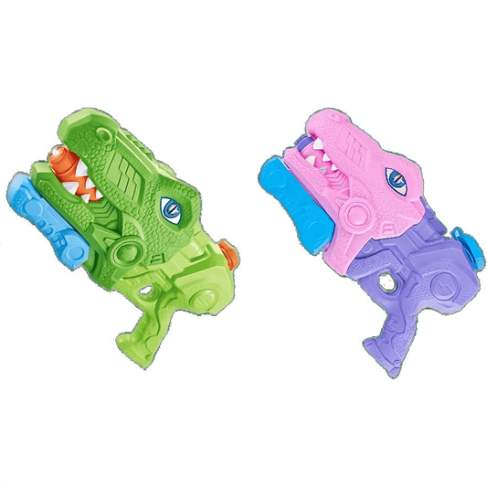 Set 2x Pistol cu Apa pentru Copii, Rezervor, Pentru Piscina/Plaja, Klevo, 6ani+, Tiranozaur,  Roz + Verde,660 ML