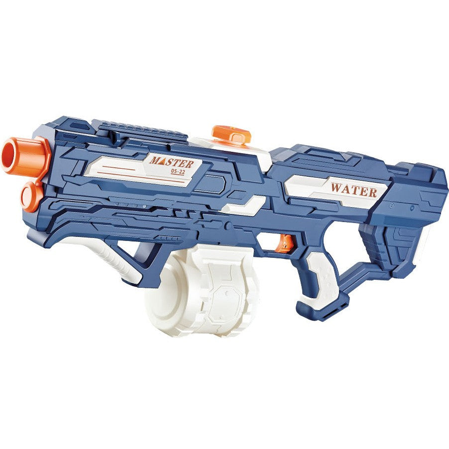 Pistol cu Apa pentru Copii, Rezervor 600ml, Klevo, 14ani+, cu baterie 1500mAh, Electric Burst, Albastru/Alb, 1000ML