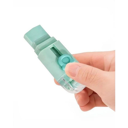Radiera Retractabila, Klevo, Model Ursulet, Reglare Push-Pull, Radiera de tip Push, Doua Radiere de Rezerva in set din Cauciuc, Verde deschis