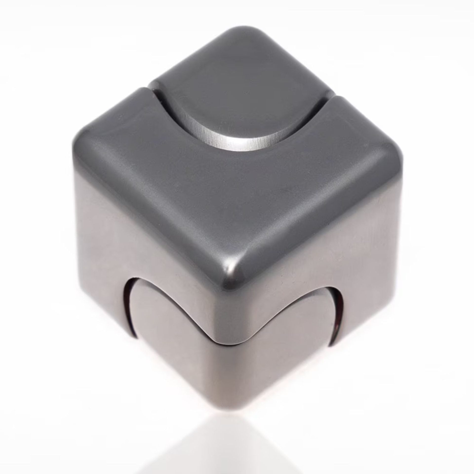 Jucarie Antistres Fidget Spinner, Klevo, Tip Cub, Metalic 2-in-1, Silentios, Transformabil, Rulment Premium, Inox, Gadget pentru  Birou, 2.9  x 2.9 cm, Gri inchis