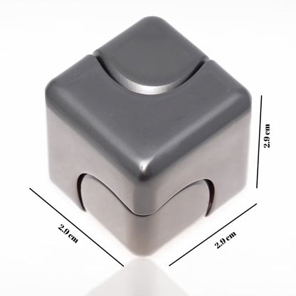 Jucarie Antistres Fidget Spinner, Klevo, Tip Cub, Metalic 2-in-1, Silentios, Transformabil, Rulment Premium, Inox, Gadget pentru  Birou, 2.9  x 2.9 cm, Gri inchis