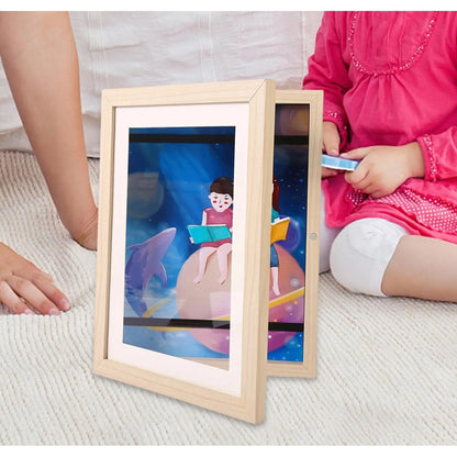 Rama Cutie pentru Foto si Cutie, Klevo, din Lemn, cu Spatiu Pentru Depozitare, Pentru Desene si Picturi A4, Sticla Securizata, 35 x 26 x 4 cm, 530 g, Maro Lemn