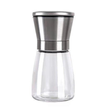 Rasnita Manuala pentru boabe, Klevo, Rasnita pentru Piper Sare Cafea, din Sticla cu Otel inoxidabil, 13.5 x 6.5 cm, volum 180 ml, Transparenta cu Capac din Inox
