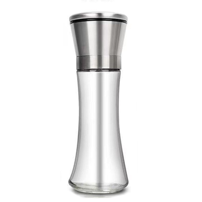 Rasnita Manuala pentru boabe, Klevo, Rasnita pentru Piper Sare Cafea, din Sticla cu Otel inoxidabil, 19.2 x 6.4 cm, volum 200 ml, Transparenta cu Capac din Inox