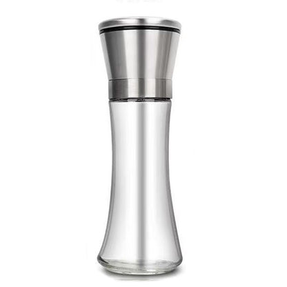Rasnita Manuala pentru boabe, Klevo, Rasnita pentru Piper Sare Cafea, din Sticla cu Otel inoxidabil, 19.2 x 6.4 cm, volum 200 ml, Transparenta cu Capac din Inox