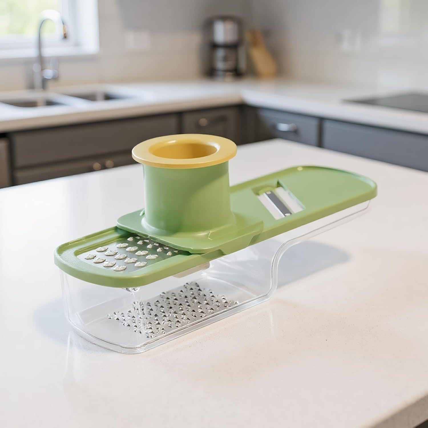 Razatoare Manuala, Klevo, cu Recipient de Stocare, pentru Legume, din Plastic si Otel Inoxidabil, Multifunctionala, Verde